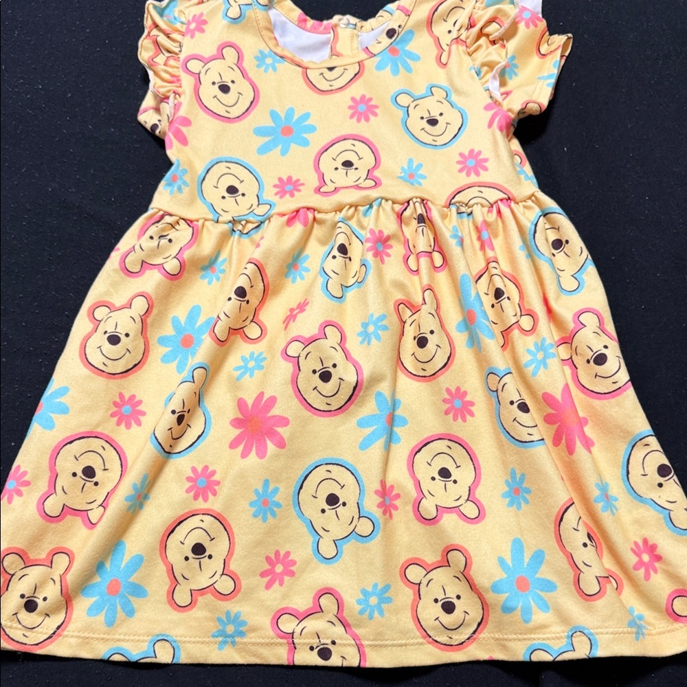 Yellow Dress with Bear and Flower Print